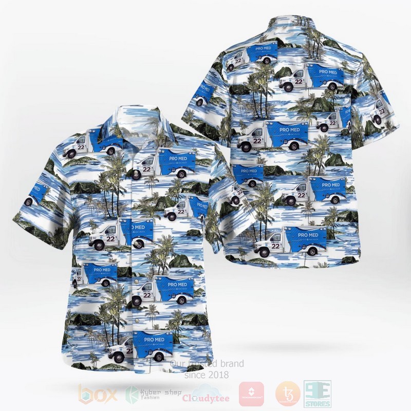 BEST Arlington Heights, Illinois, Pro Med Paramedic Services Ambulance 3D Aloha Shirt word3
