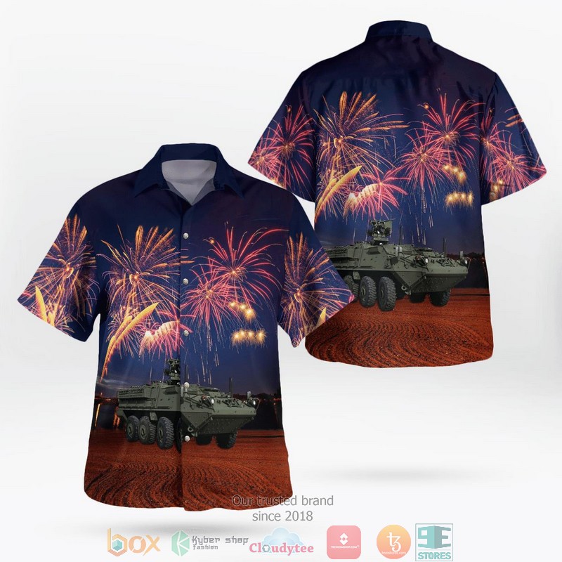 NEW Army M1120 Stryker Armored personnel carrier 4th Of July Aloha Shirt word3