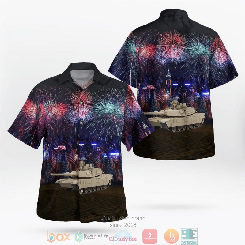 NEW Army M1 Abrams Main Battle Tank 4th Of July Aloha Shirt word2