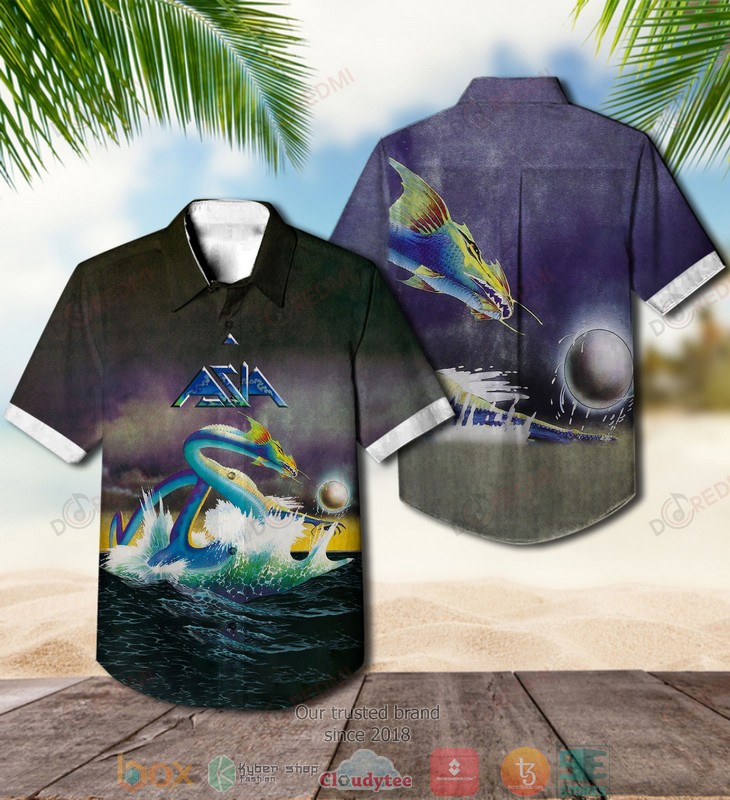 Asia band Asia 1982 Short Sleeve Hawaiian Shirt word3