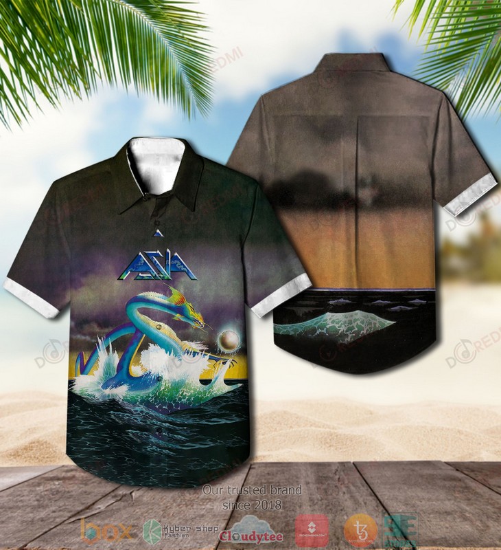 Asia band Asia Night Ocean Short Sleeve Hawaiian Shirt 2 Asia band Asia Night Ocean Short Sleeve Hawaiian Shirt word1