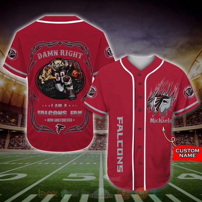 BEST Atlanta Falcons Mascot Custom AOP Baseball Jersey word2