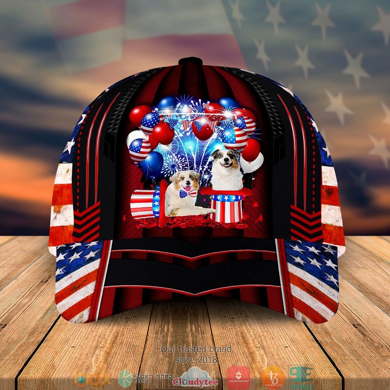 Australian Shepherd Patriot Us Flag Balloon Cap