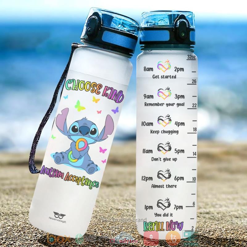 The Stitch Autism Choose Kind Autism Acceptance Water Bottle word3