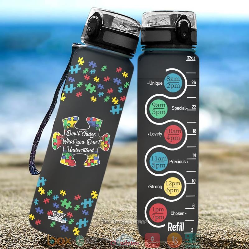 Jigsaw Puzzle Autism Dont Judge What You Dont Understand Water Bottle