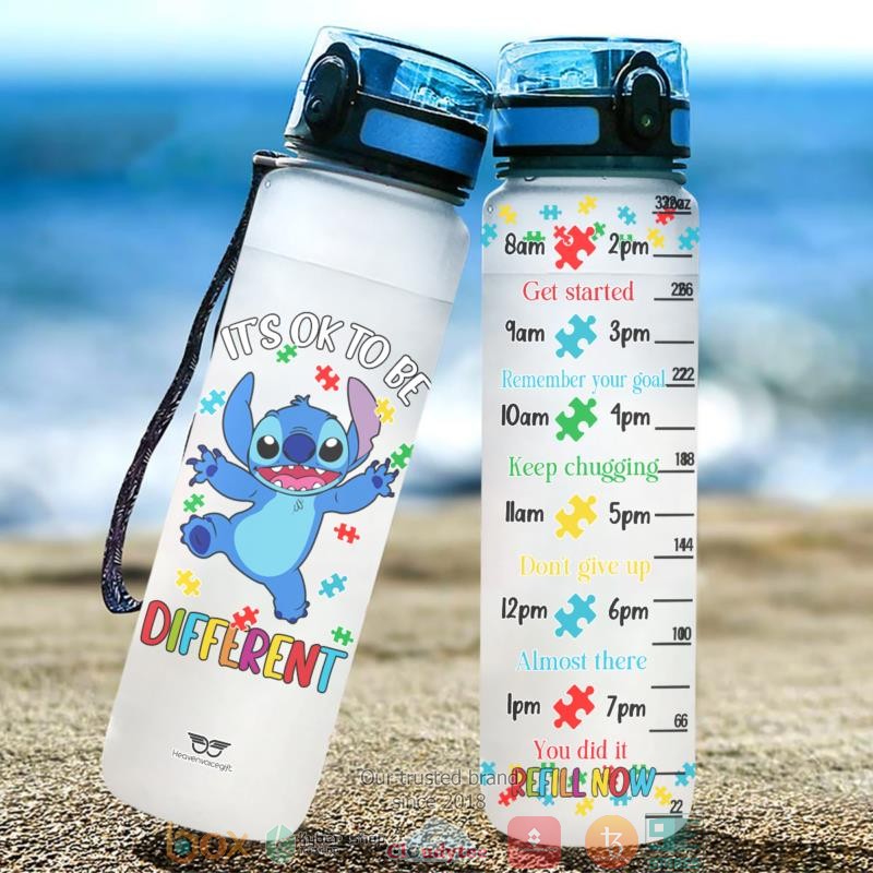 Stitch Autism Its Ok To Be Different Water Bottle word3