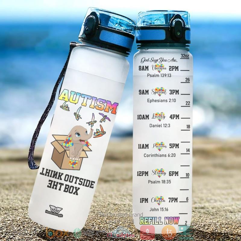 Baby Elephant Autism Think Outside The Box Water Bottle