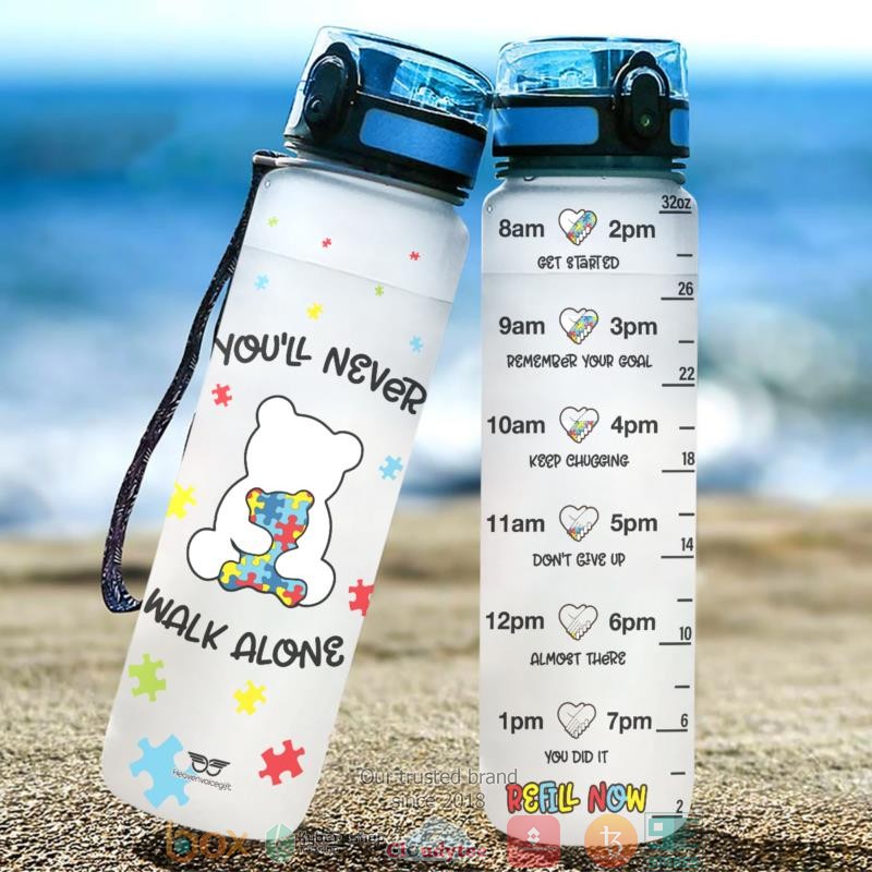 Bear Autism You'll Never Walk Alone Water Bottle