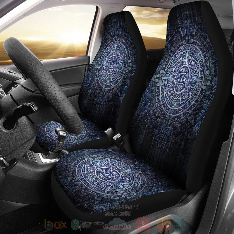 BEST Aztec Symbol Blue Luxury Car Seat Covers