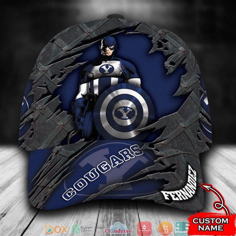 BYU Cougars Captain America NCAA1 Custom Name Cap word3