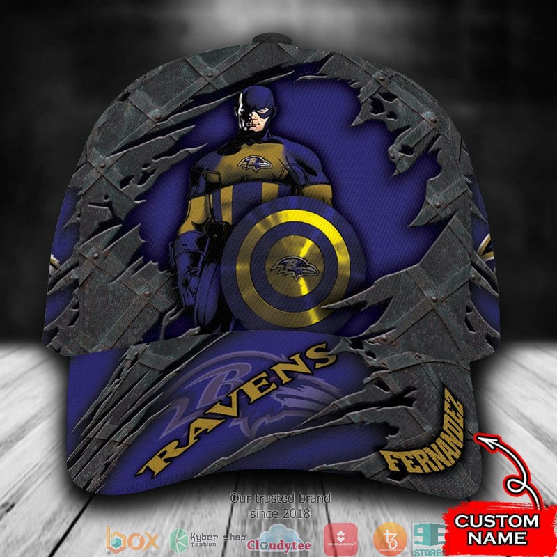 Baltimore Ravens Captain America NFL Custom Name Cap word3