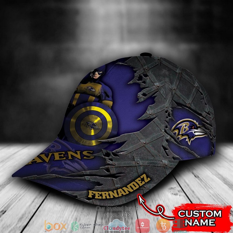 Baltimore Ravens Captain America NFL Custom Name Cap 3 Baltimore Ravens Captain America NFL Custom Name Cap word3