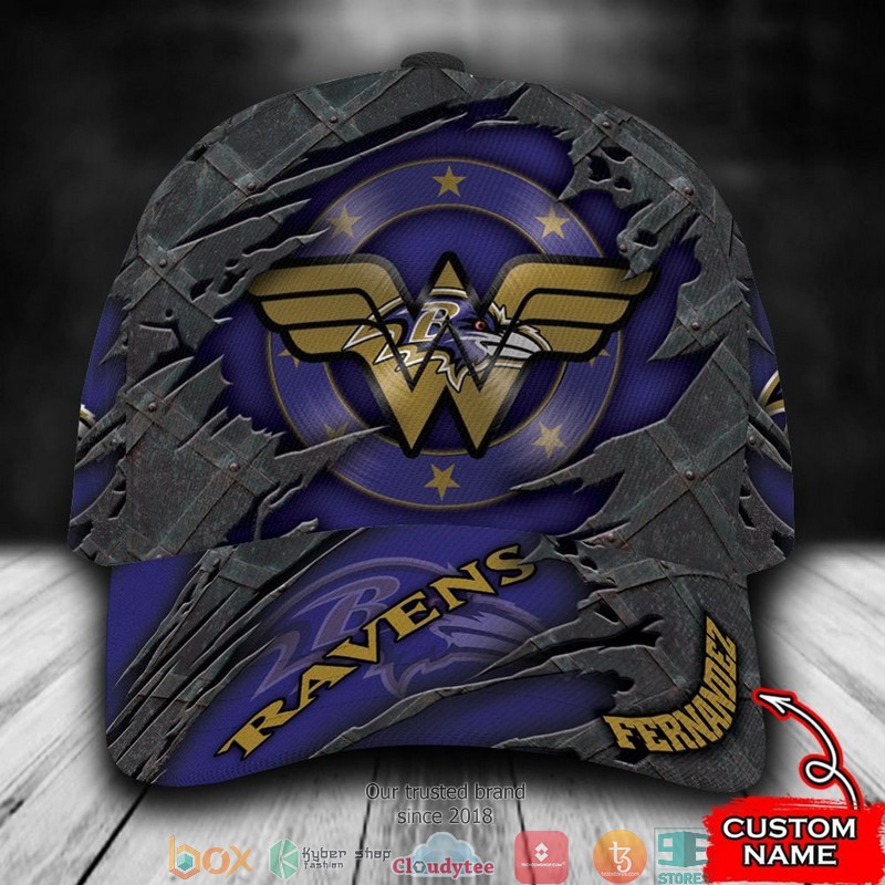 Baltimore Ravens Wonder Woman NFL Custom Name Cap word3