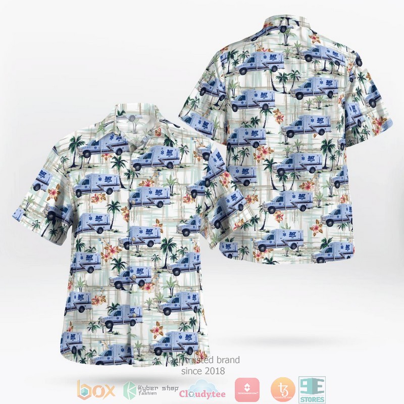 Baraga County Michigan Bay Ambulance Aloha Shirt word2