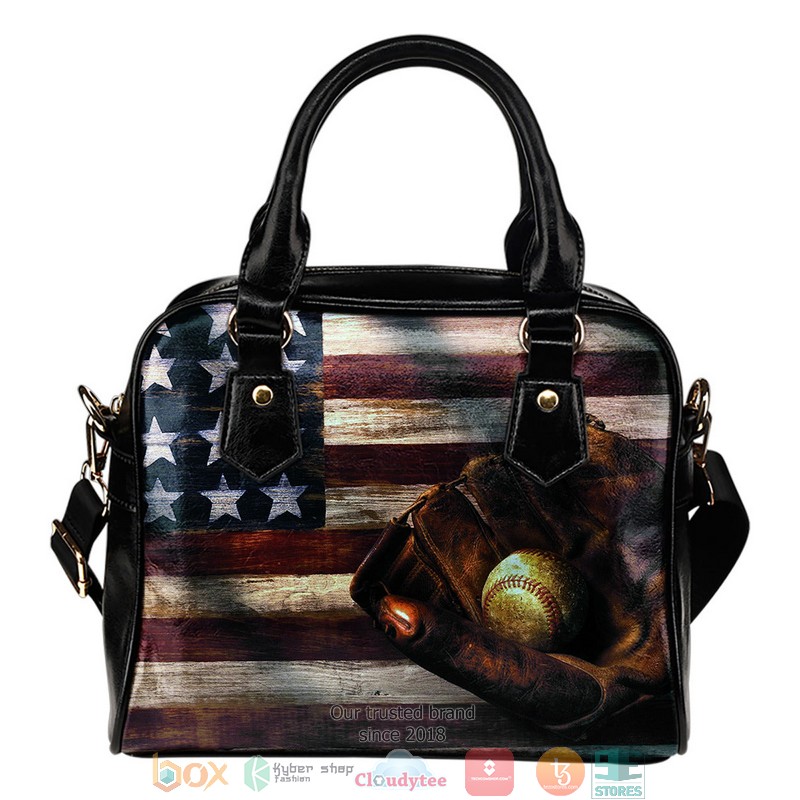 Baseball American Flag Leather Handbag