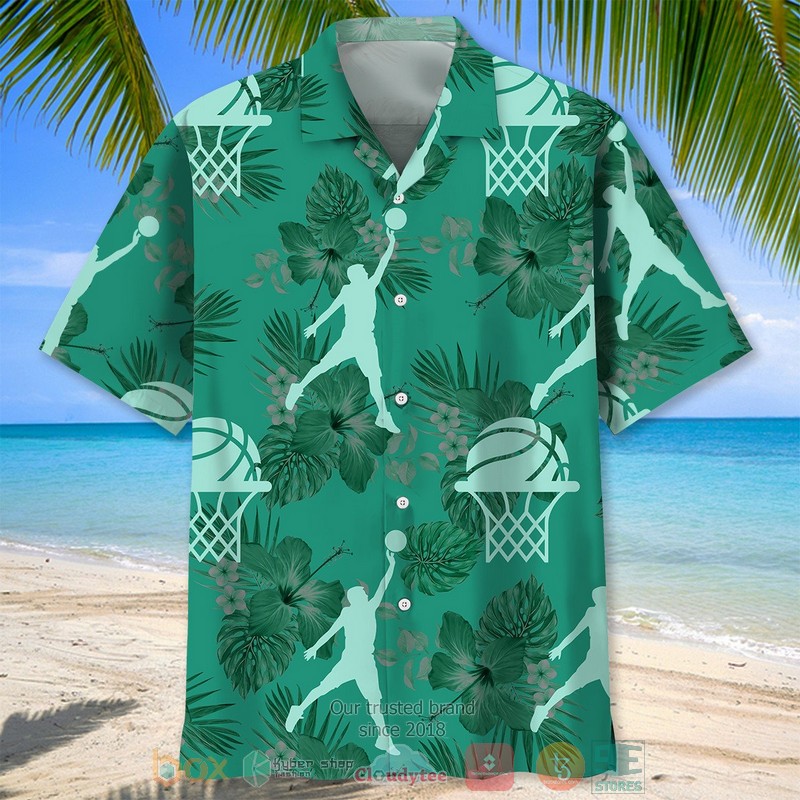 NEW Basketball Kelly Green Hawaiian Shirt 10