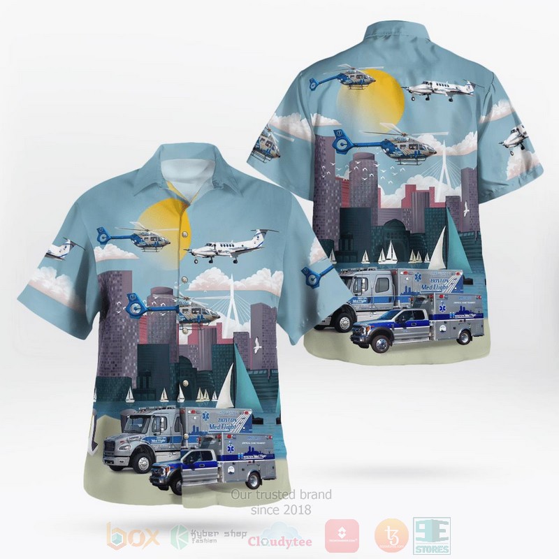 BEST Bedford, Massachusetts, Boston MedFlight Ambulance And Helicoptes 3D Aloha Shirt word2