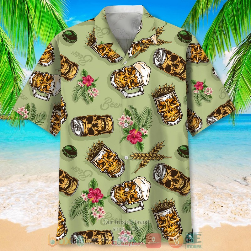 NEW Beer Skull tropical plant Hawaiian Shirt 2 NEW Beer Skull tropical plant Hawaiian Shirt word3
