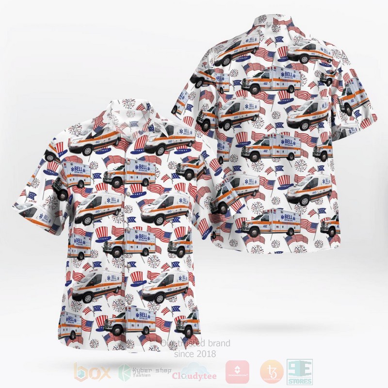 BEST Bell Ambulance, Milwaukee, Wisconsin Fleet Independence Day 3D Aloha Shirt word3