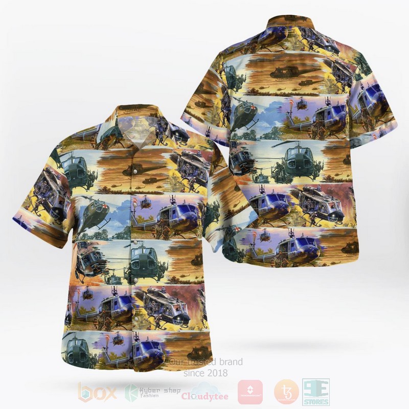 BEST Bell UH-1 Huey Helicopter 3D Aloha Shirt word1