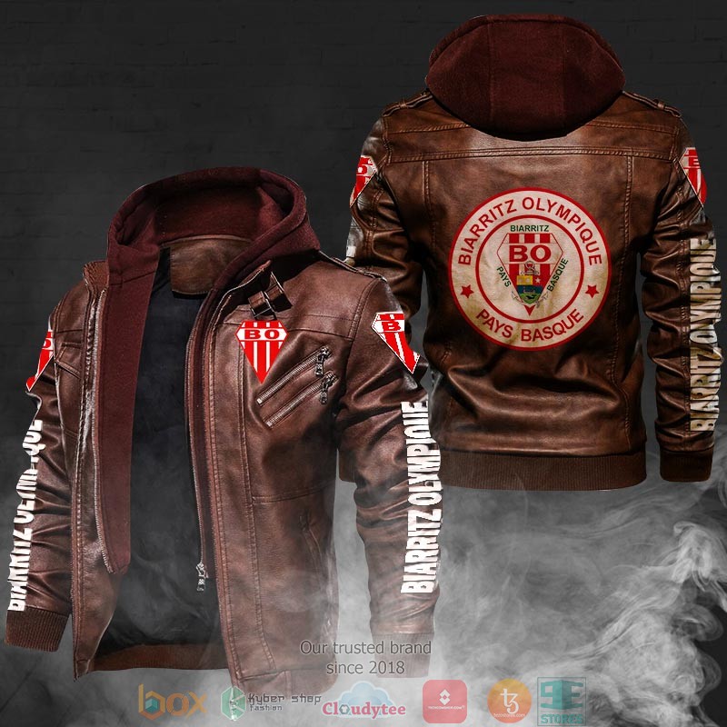 NEW Biarritz Olympique PU Leather Jacket word1