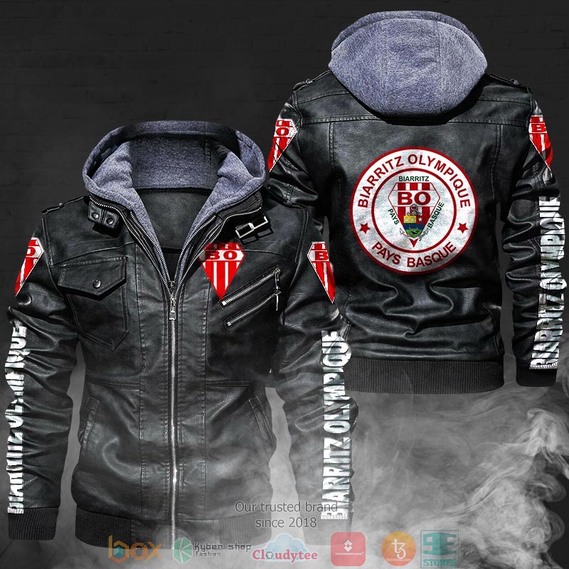 NEW Biarritz Olympique PU Leather Jacket 2 NEW Biarritz Olympique PU Leather Jacket word1