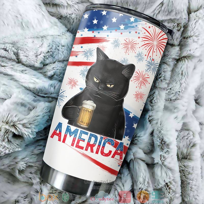 Black Cat Beer America Independence day Tumbler
