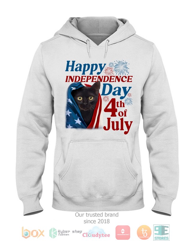 Black Cat Happy Independence Day 4th Of July Shirt, Hoodie word1