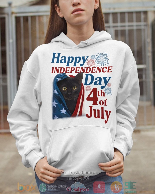 Black Cat Happy Independence Day 4th Of July Shirt, Hoodie word1