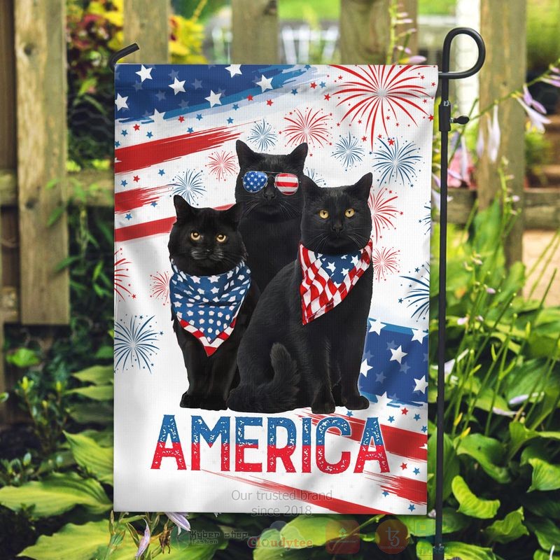 BEST Black Cats American Independence Day All Over Print Flag