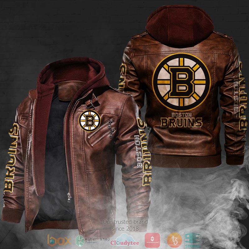 NEW Boston Bruins PU Leather Jacket 4 NEW Boston Bruins PU Leather Jacket word2