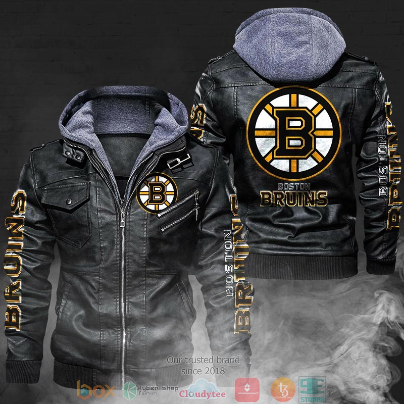 NEW Boston Bruins PU Leather Jacket 2 NEW Boston Bruins PU Leather Jacket word1
