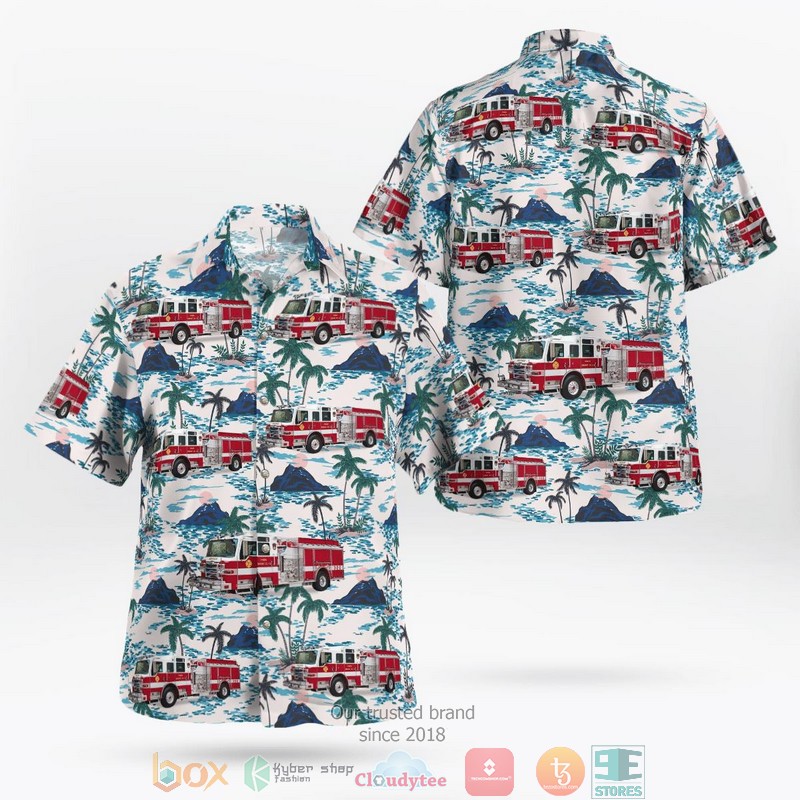 NEW Brentwood New York Pines Engine Company 2 Aloha Shirt word3