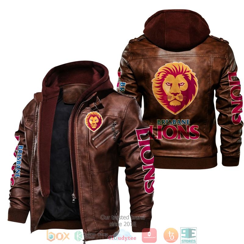 NEW Brisbane Lions Australian Football Club AFL PU Leather Jacket word3