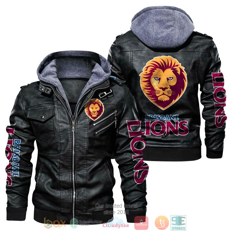 NEW Brisbane Lions Australian Football Club AFL PU Leather Jacket 2 NEW Brisbane Lions Australian Football Club AFL PU Leather Jacket word3