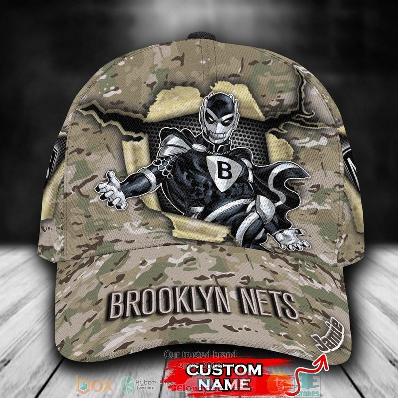 Brooklyn Nets Camo Mascot NBA Custom Name Cap word3