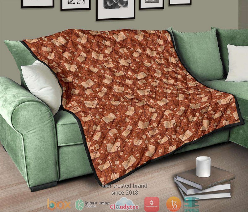 Brown Bookish Pattern Quilt word1