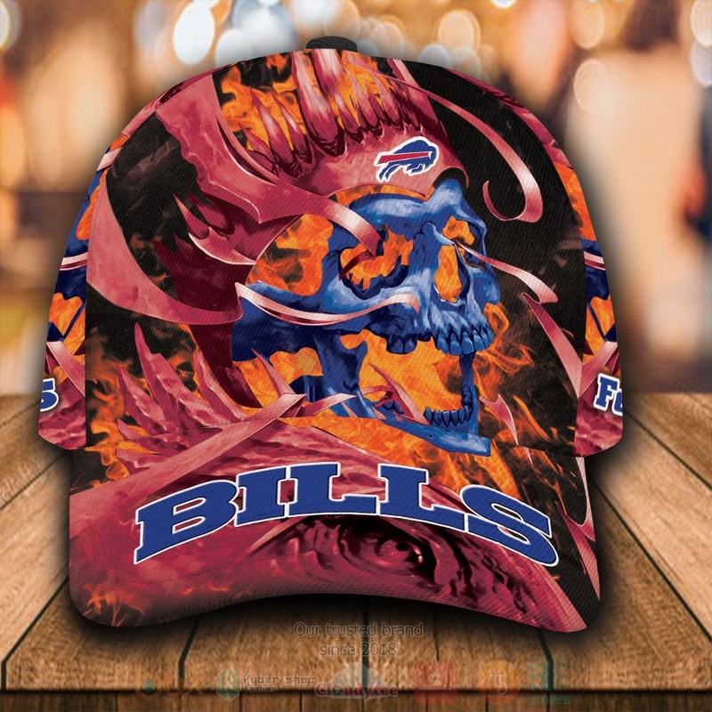 BEST Buffalo Bills Skull Custom Red Classic Cap word3