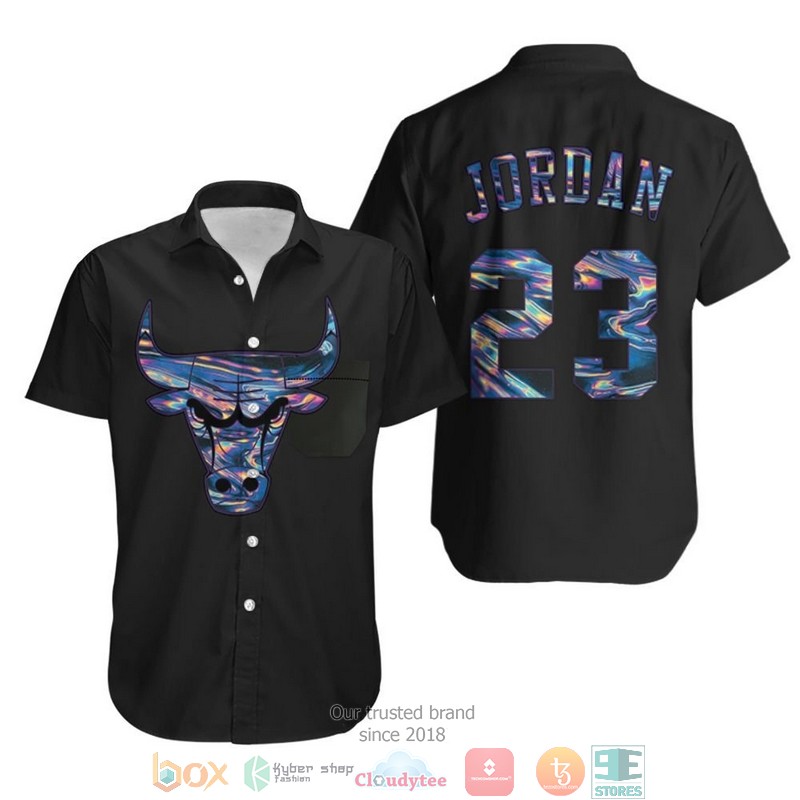 Bulls Michael Jordan Iridescent Holographic Black Jersey Inspired Hawaiian Shirt 9 Bulls Michael Jordan Iridescent Holographic Black Jersey Inspired Hawaiian Shirt word1