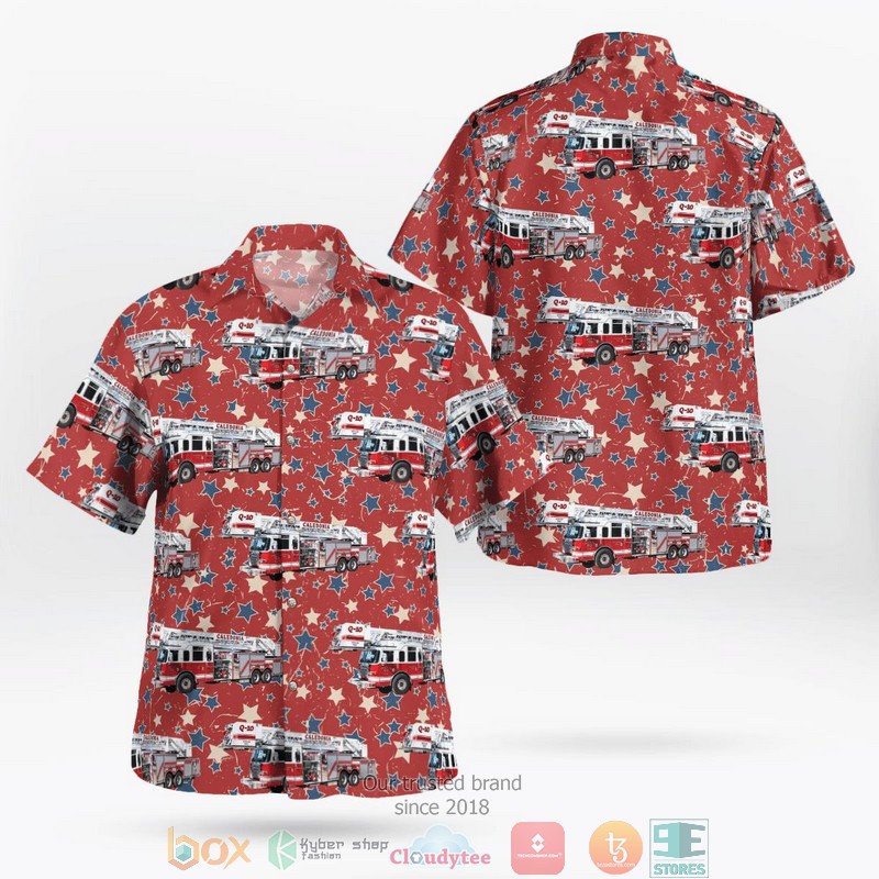 Caledonia Fire Department Wisconsin Independence Day Hawaii 3D Shirt word2
