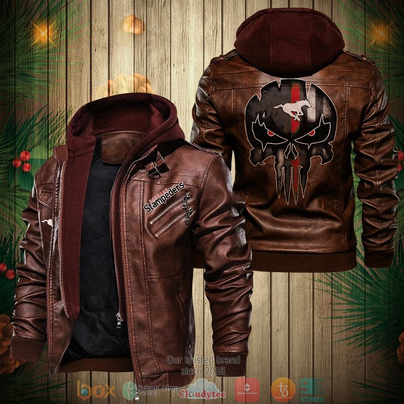 NEW Calgary Stampeders CFL PU Leather Jacket word1