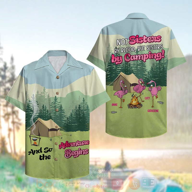 BEST Camping Flamingos Not sisters by blood Custom Name Aloha Hawaiian Shirt 2 BEST Camping Flamingos Not sisters by blood Custom Name Aloha Hawaiian Shirt word2