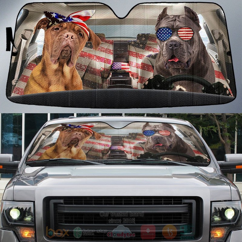 BEST Cane Corso American Flag Independence Day Car Windshield Sunshade