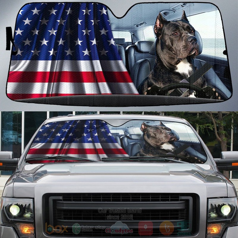 BEST Cane Corso American Flag Independent Day Car Windshield Sunshade