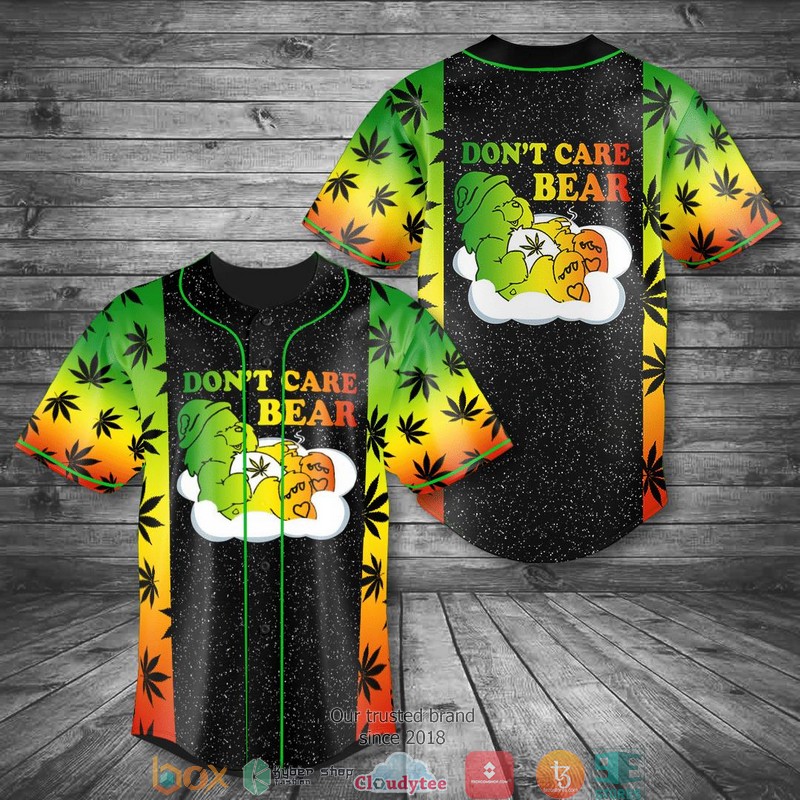Cannanbis Don't Care bear sleep Baseball shirt 2 Cannanbis Don't Care bear sleep Baseball shirt word2