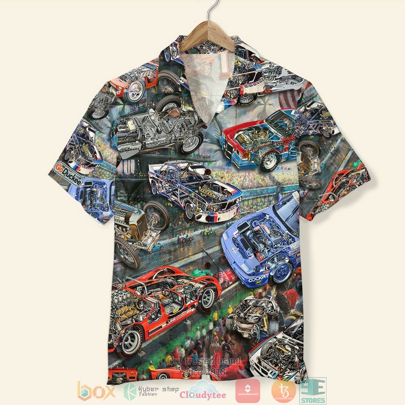 Car Racing Cutaway race track background Hawaiian Shirt, Short