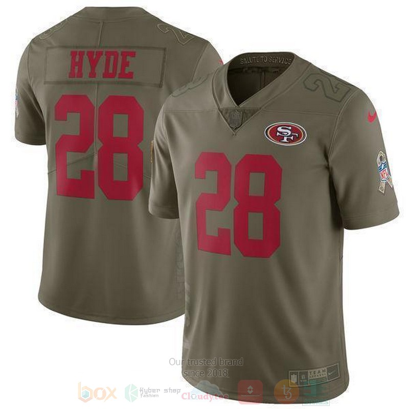 BEST Carlos Hyde San Francisco 49ers Olive Jersey Football