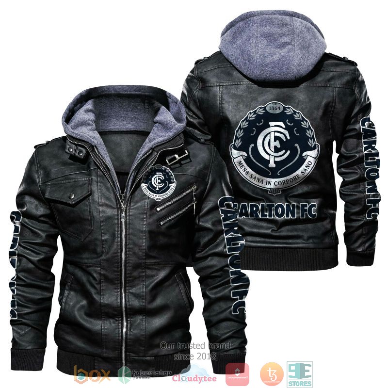 NEW Carlton Football Club PU Leather Jacket word3