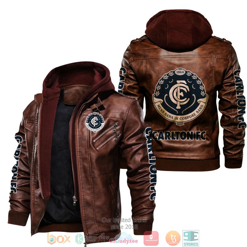NEW Carlton Football Club PU Leather Jacket 2 NEW Carlton Football Club PU Leather Jacket word2