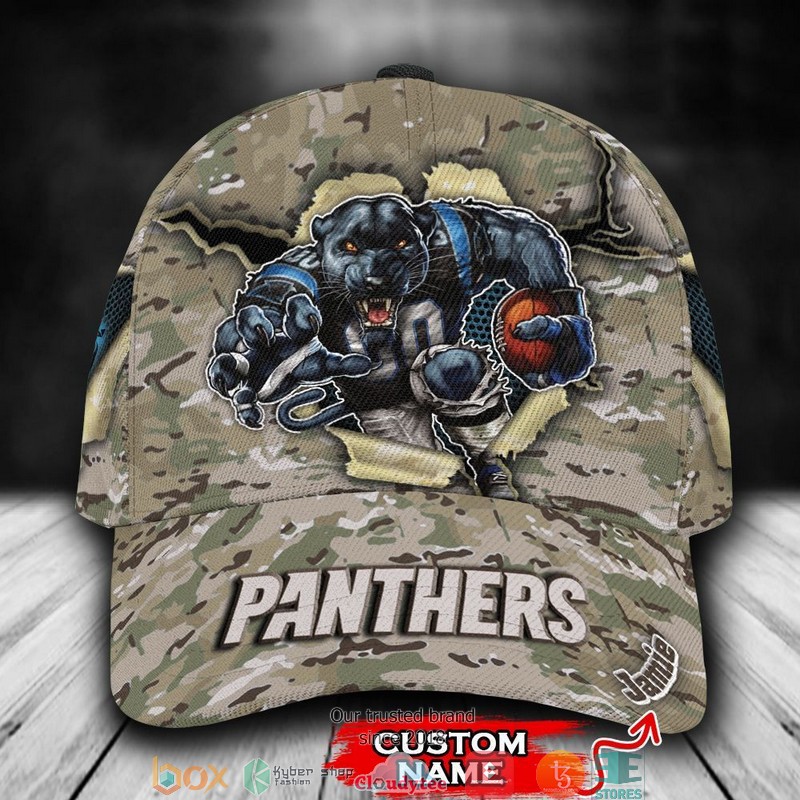 Carolina Panthers CAMO Mascot NFL Custom Name Cap word1